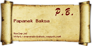 Papanek Baksa névjegykártya